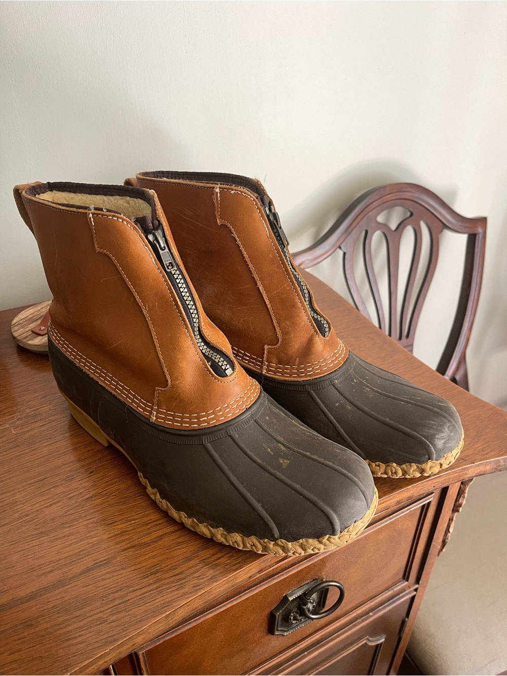 L.L. Bean Brown Insulated Duck Zip Up Boots